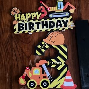 Third birthday, party, construction decorations